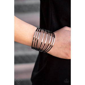 Front Line Shine Black Bracelet - Paparazzi - Dare2bdazzlin N Jewelry