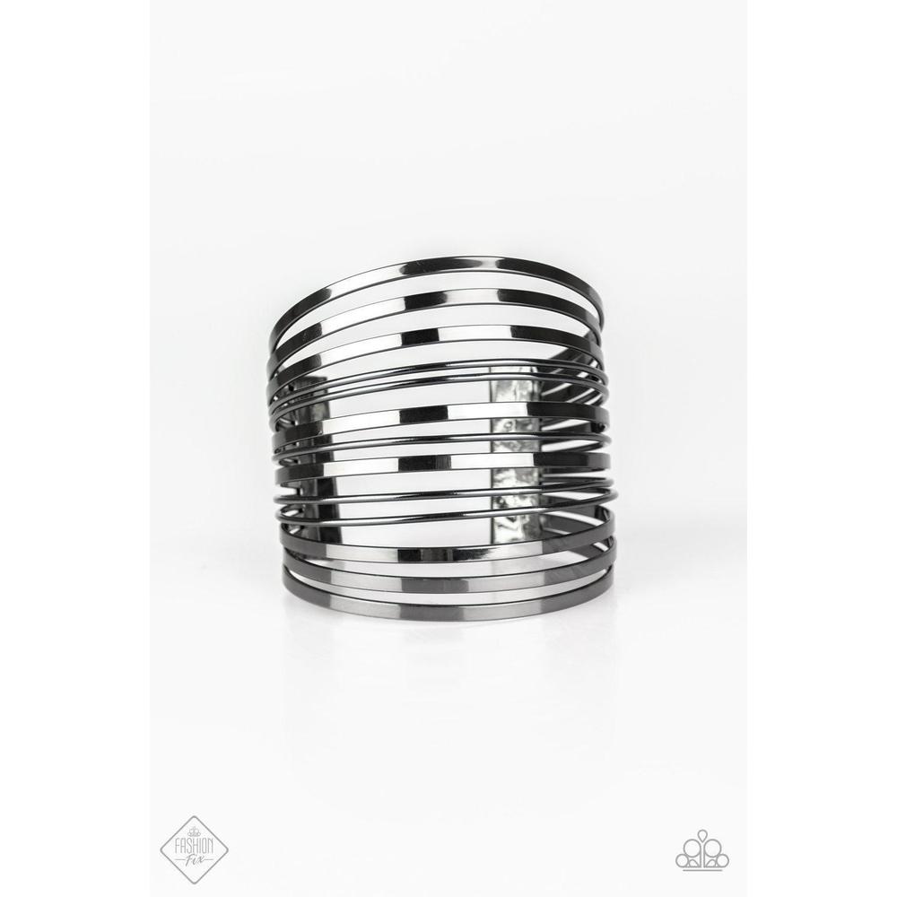Front Line Shine Black Bracelet - Paparazzi - Dare2bdazzlin N Jewelry