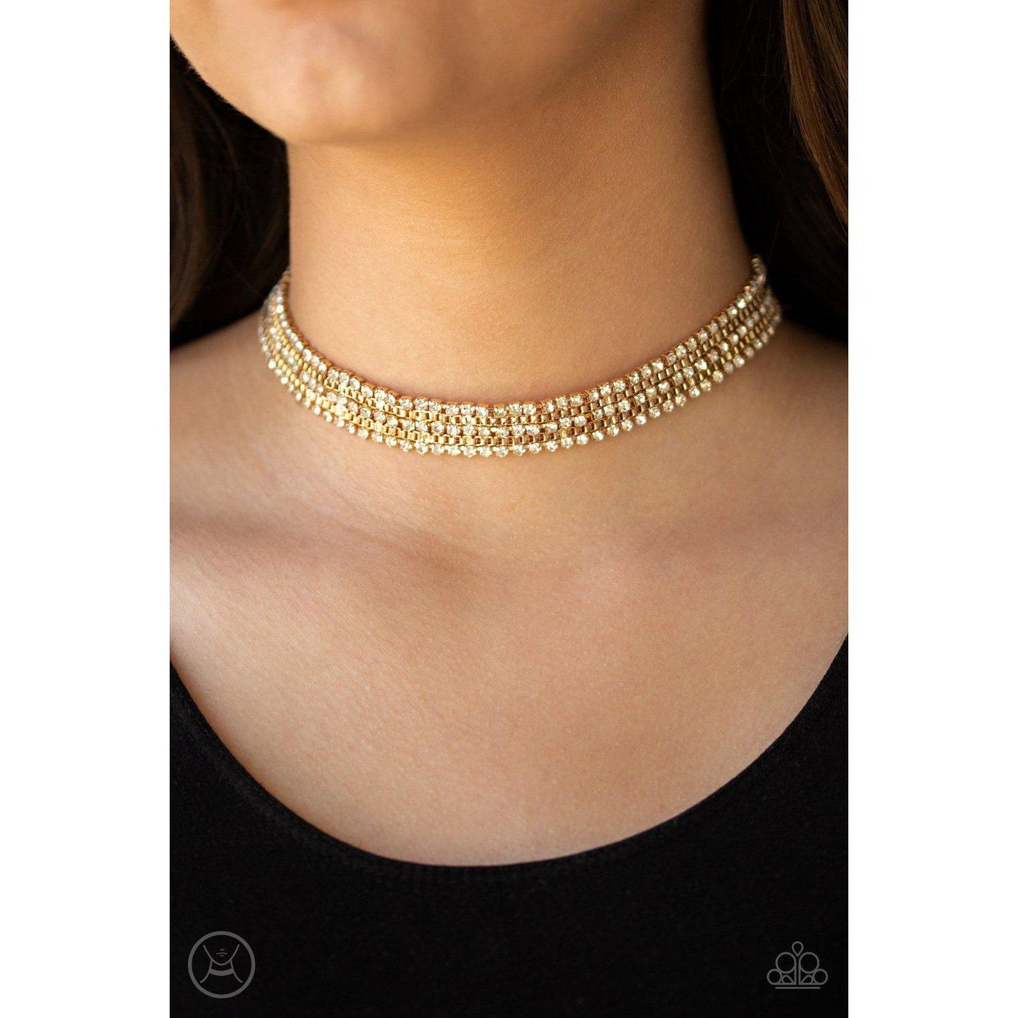 Full REIGN Gold Choker - Paparazzi - Dare2bdazzlin N Jewelry