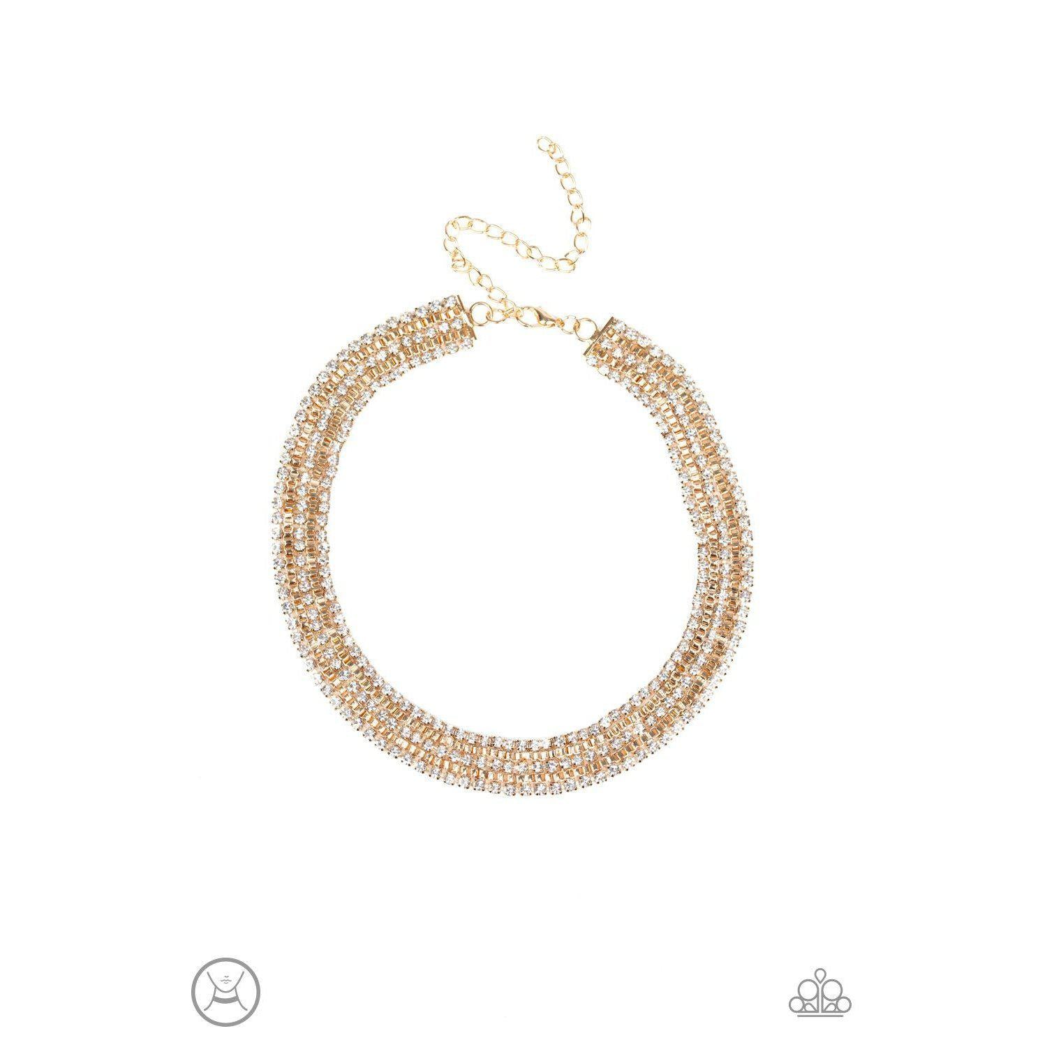 Full REIGN Gold Choker - Paparazzi - Dare2bdazzlin N Jewelry
