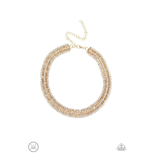Full REIGN Gold Choker - Paparazzi - Dare2bdazzlin N Jewelry