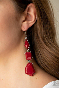 Geo Getaway Red Earring - Paparazzi - Dare2bdazzlin N Jewelry