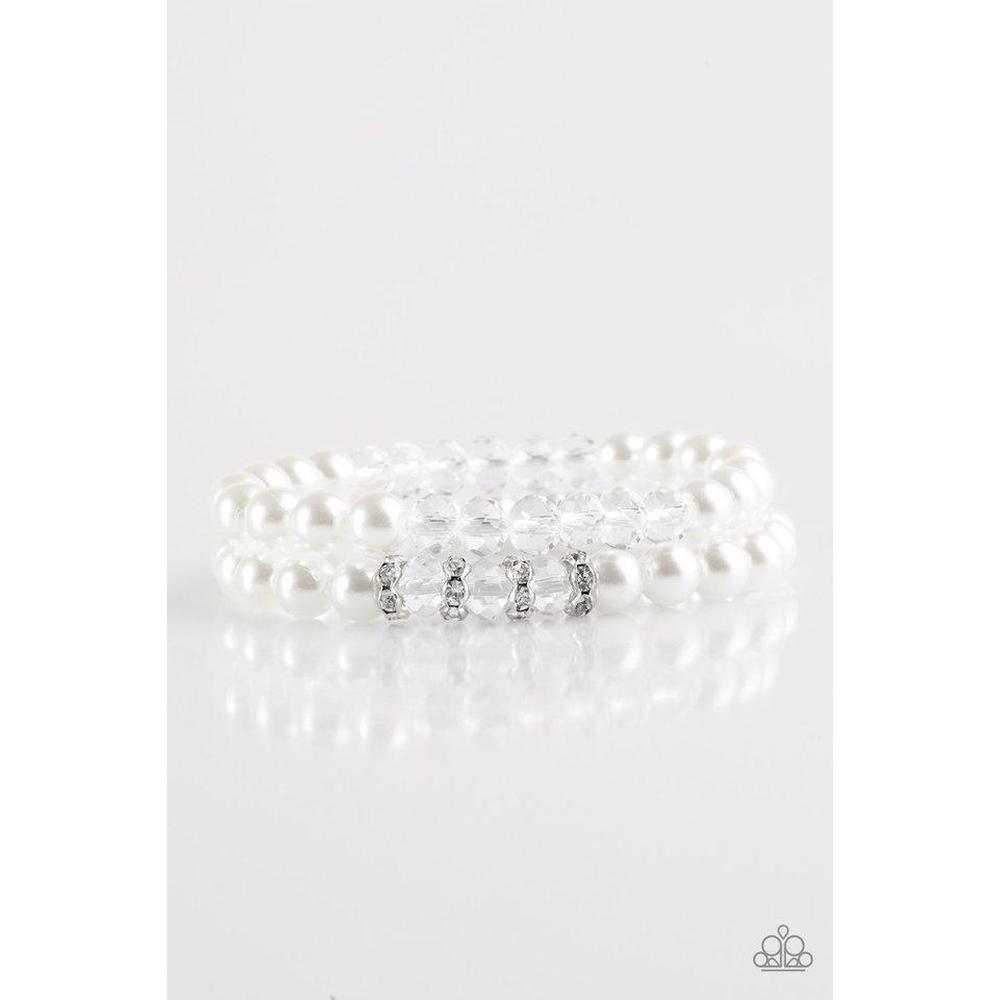 Get A BALLROOM! - White Bracelet - Paparazzi - Dare2bdazzlin N Jewelry