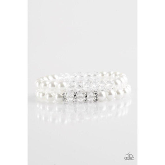 Get A BALLROOM! - White Bracelet - Paparazzi - Dare2bdazzlin N Jewelry