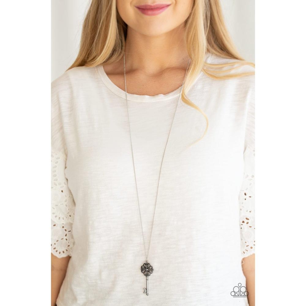 Get It On Lock Silver Necklace - Paparazzi - Dare2bdazzlin N Jewelry