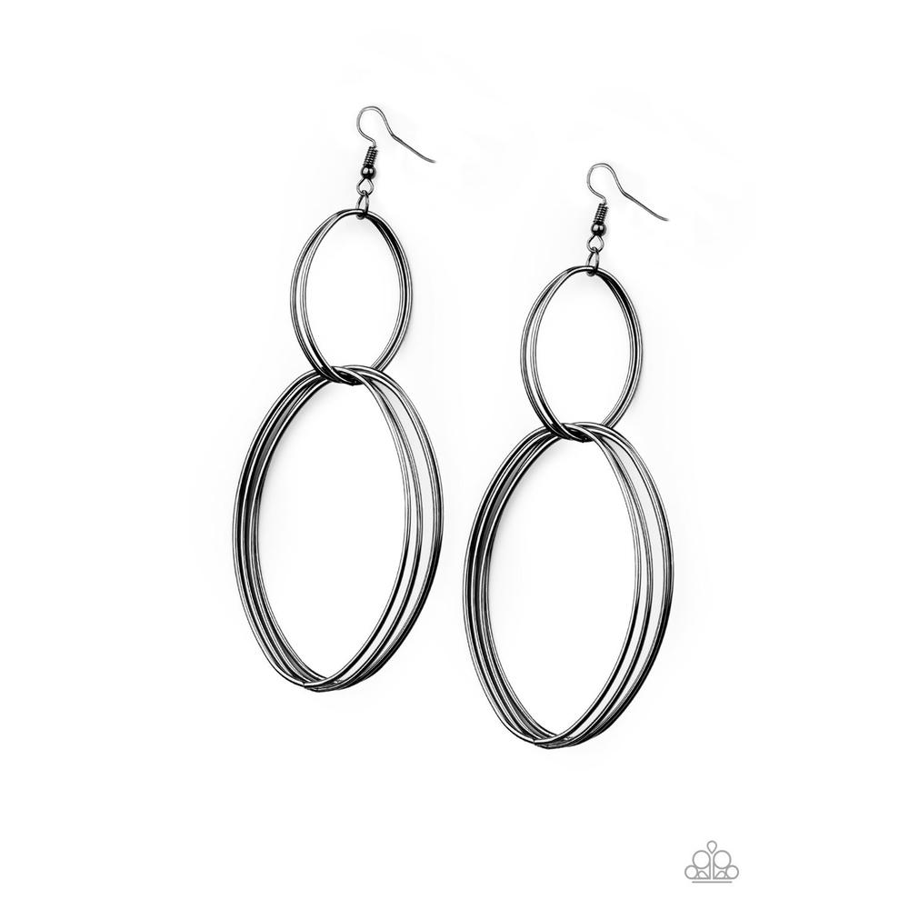 Getting Into Shape Black Earrings - Paparazzi - Dare2bdazzlin N Jewelry