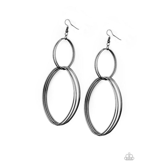 Getting Into Shape Black Earrings - Paparazzi - Dare2bdazzlin N Jewelry
