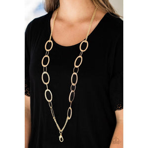 Glimmer Goals Gold Lanyard Necklace - Paparazzi - Dare2bdazzlin N Jewelry