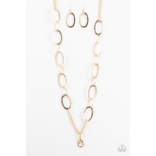 Glimmer Goals Gold Lanyard Necklace - Paparazzi - Dare2bdazzlin N Jewelry