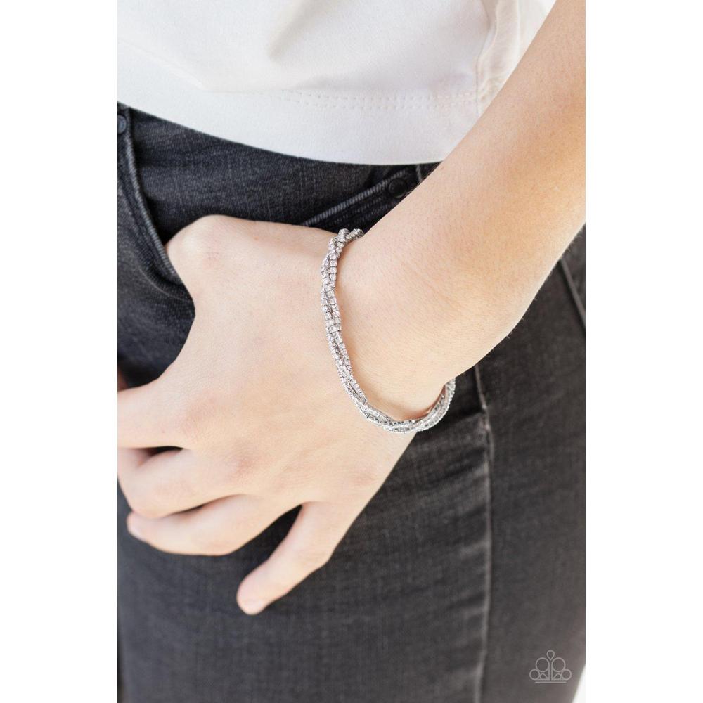 Glitzy Gleam - White Bracelet - Paparazzi - Dare2bdazzlin N Jewelry