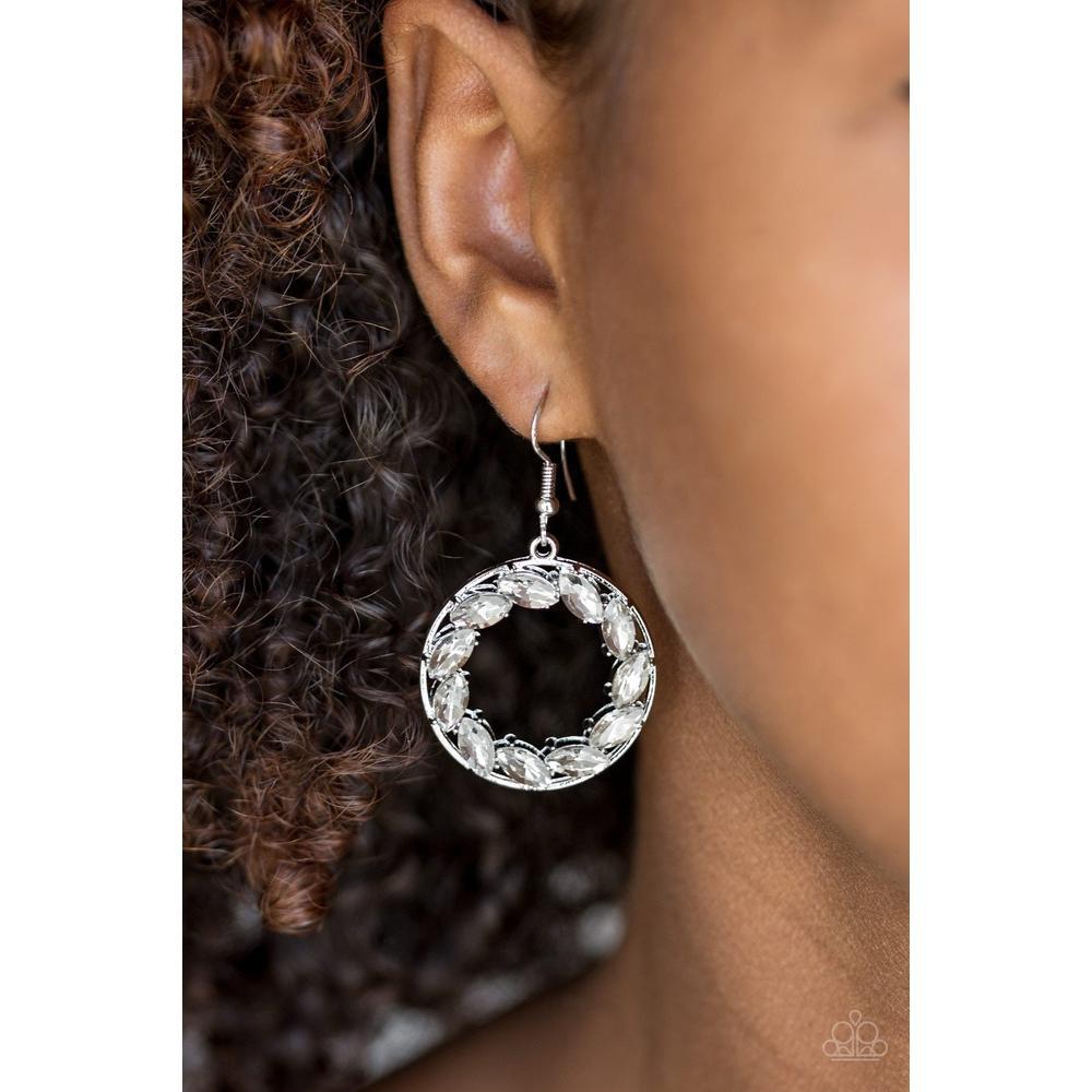 Global Glow White Earrings - Paparazzi - Dare2bdazzlin N Jewelry