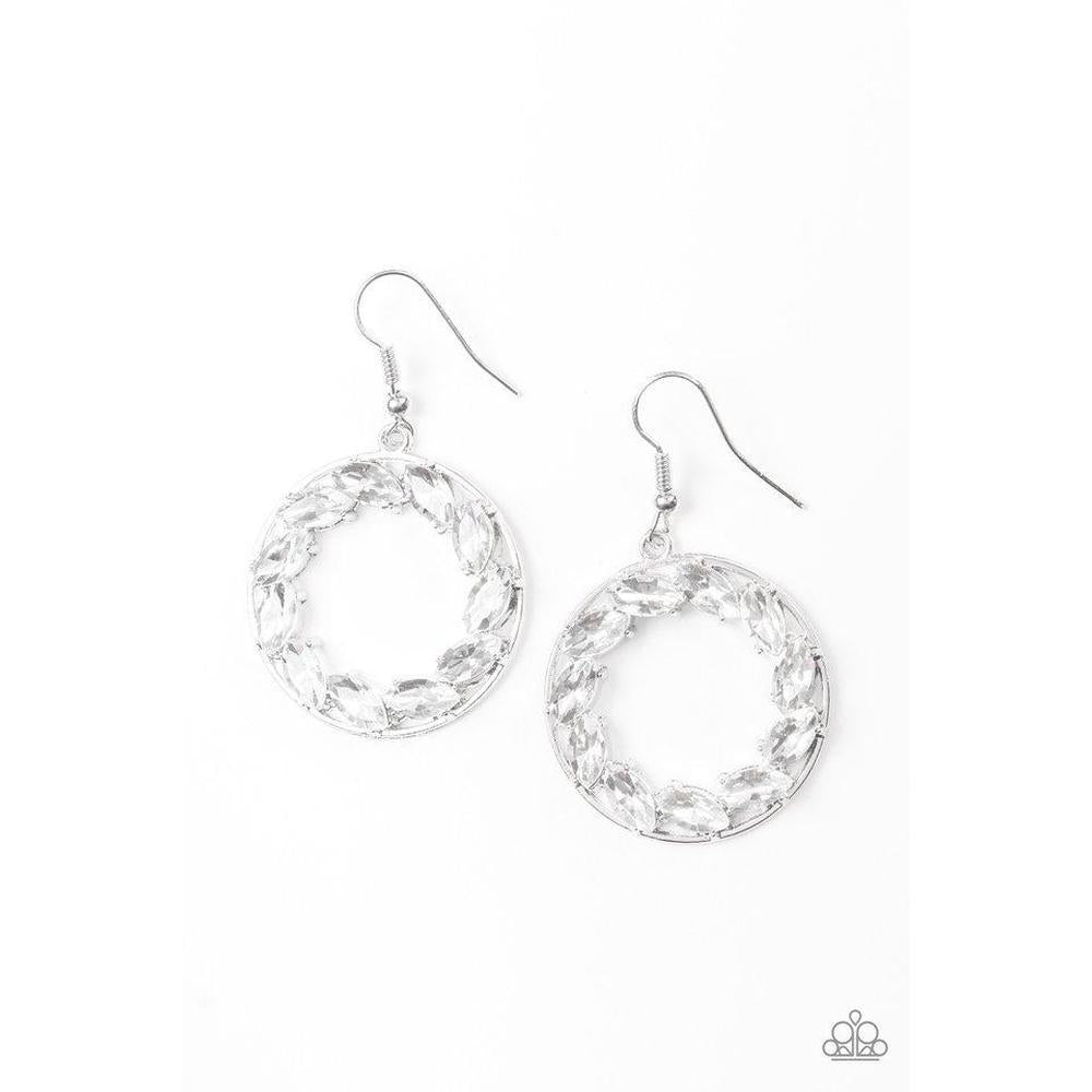 Global Glow White Earrings - Paparazzi - Dare2bdazzlin N Jewelry