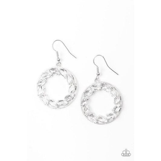 Global Glow White Earrings - Paparazzi - Dare2bdazzlin N Jewelry