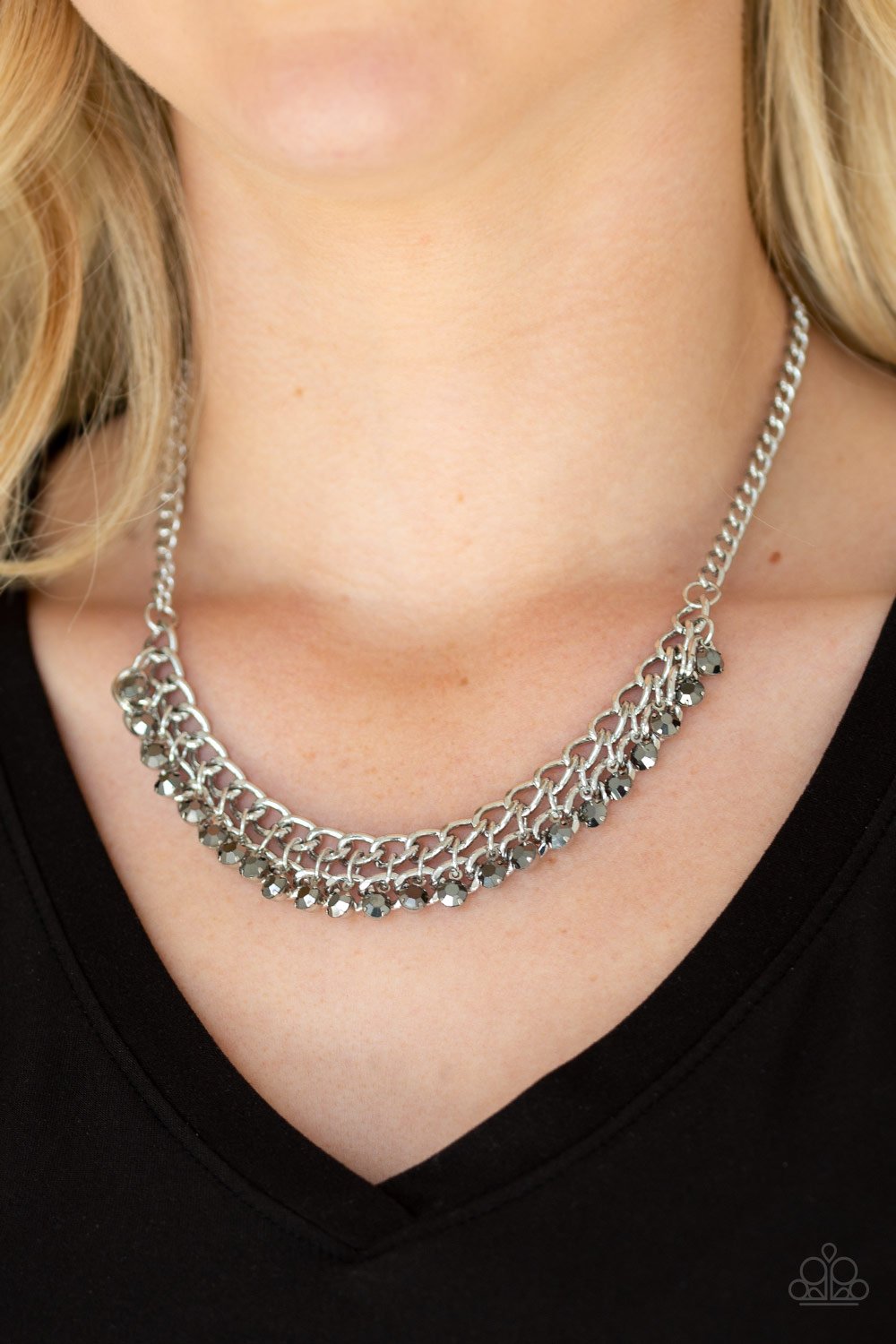Glow and Grind - Silver Necklace - Paparazzi - Dare2bdazzlin N Jewelry