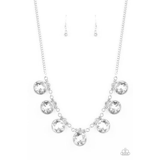 GLOW-Getter Glamour - White Necklace - Paparazzi - Dare2bdazzlin N Jewelry
