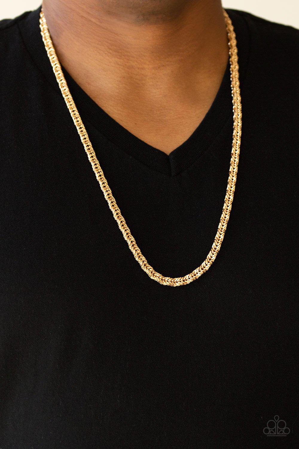 Go Down Fighting - Gold - Paparazzi - Dare2bdazzlin N Jewelry