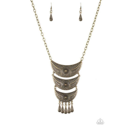 Go STEER Crazy Brass Necklace - Paparazzi - Dare2bdazzlin N Jewelry
