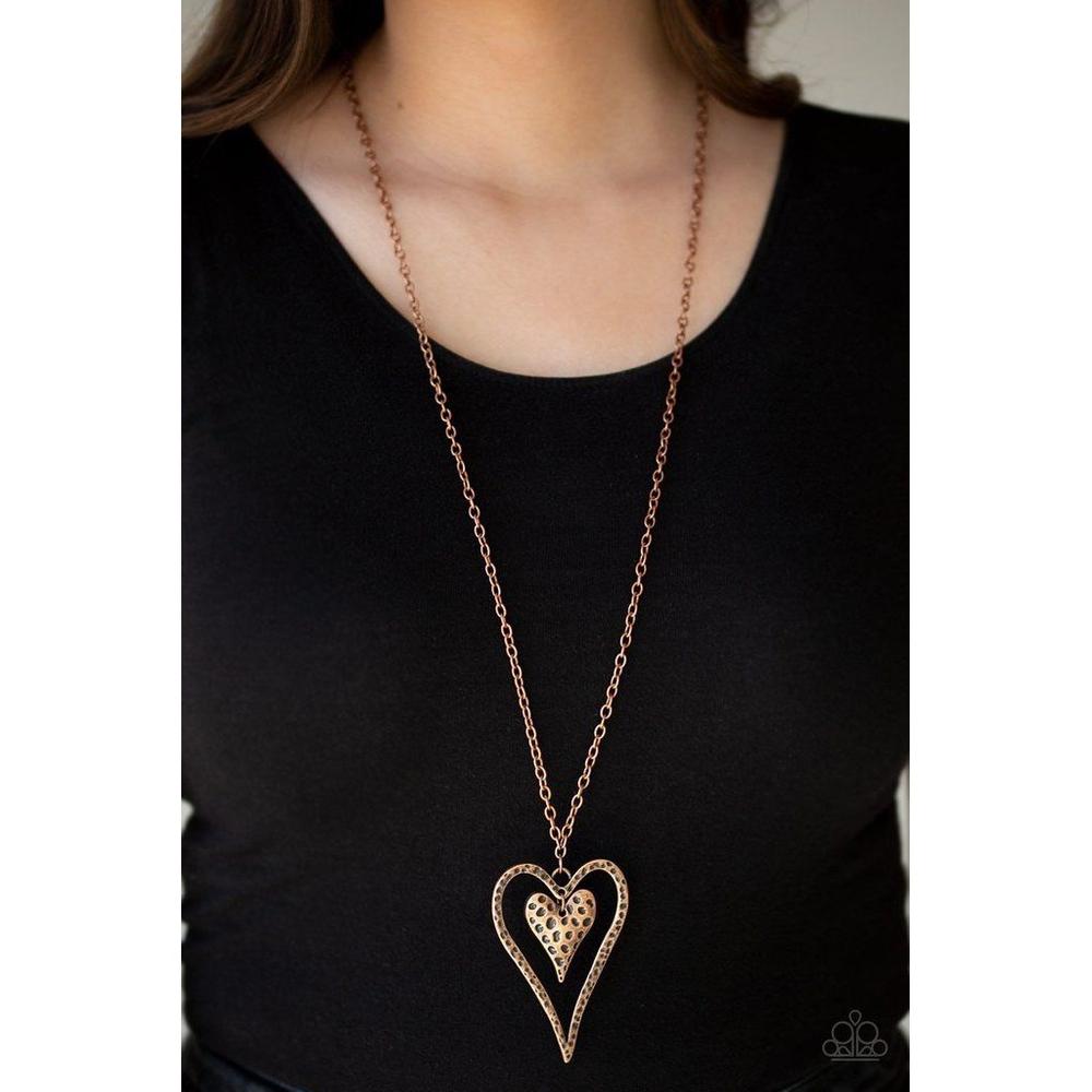 Hardened Hearts Copper Necklace - Paparazzi - Dare2bdazzlin N Jewelry
