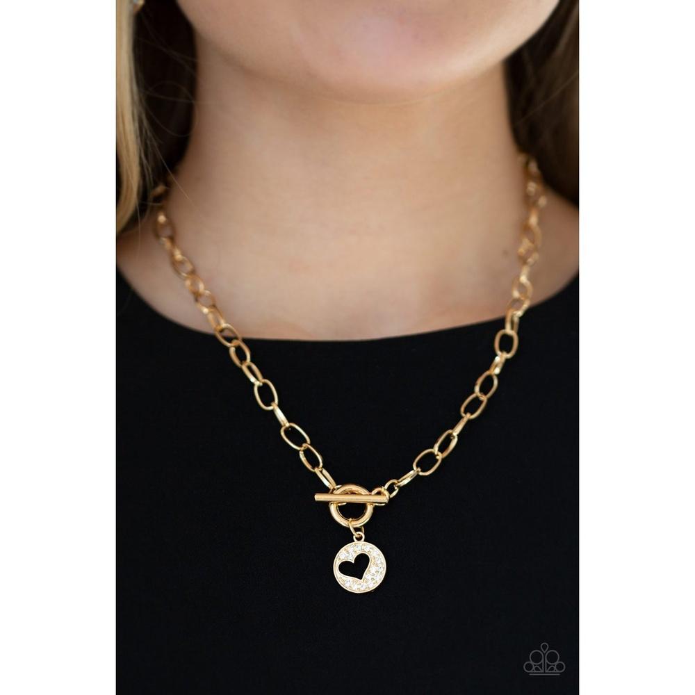 Heartbeat Retreat Gold Necklace - Paparazzi - Dare2bdazzlin N Jewelry