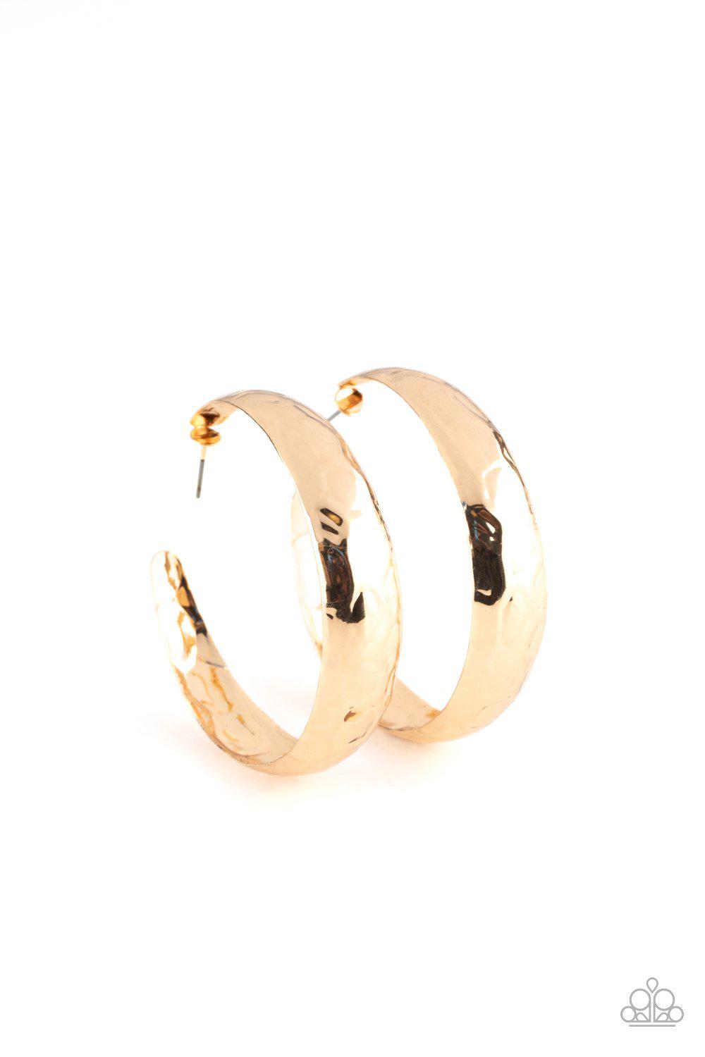 Hey, HAUTE-Shot - Gold Earring - Paparazzi - Dare2bdazzlin N Jewelry