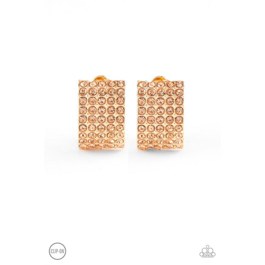 Hollywood Hotshot  Gold Earrings - Paparazzi - Dare2bdazzlin N Jewelry