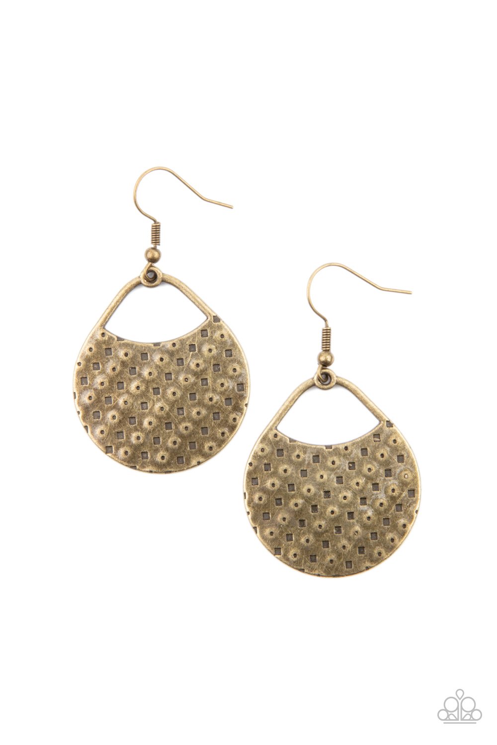 Im Sensing a Pattern Here - Brass Earring - Paparazzi - Dare2bdazzlin N Jewelry