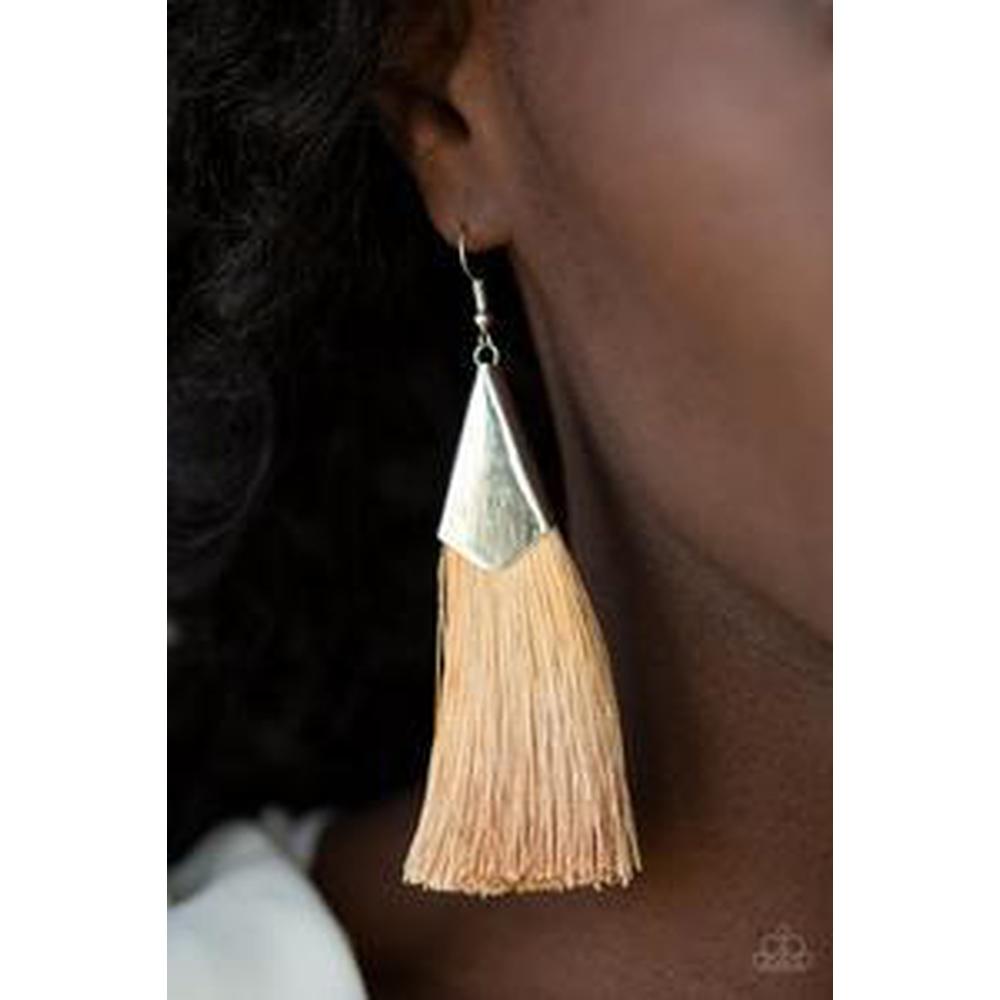 In Full Plume Brown Earrings - Paparazzi - Dare2bdazzlin N Jewelry