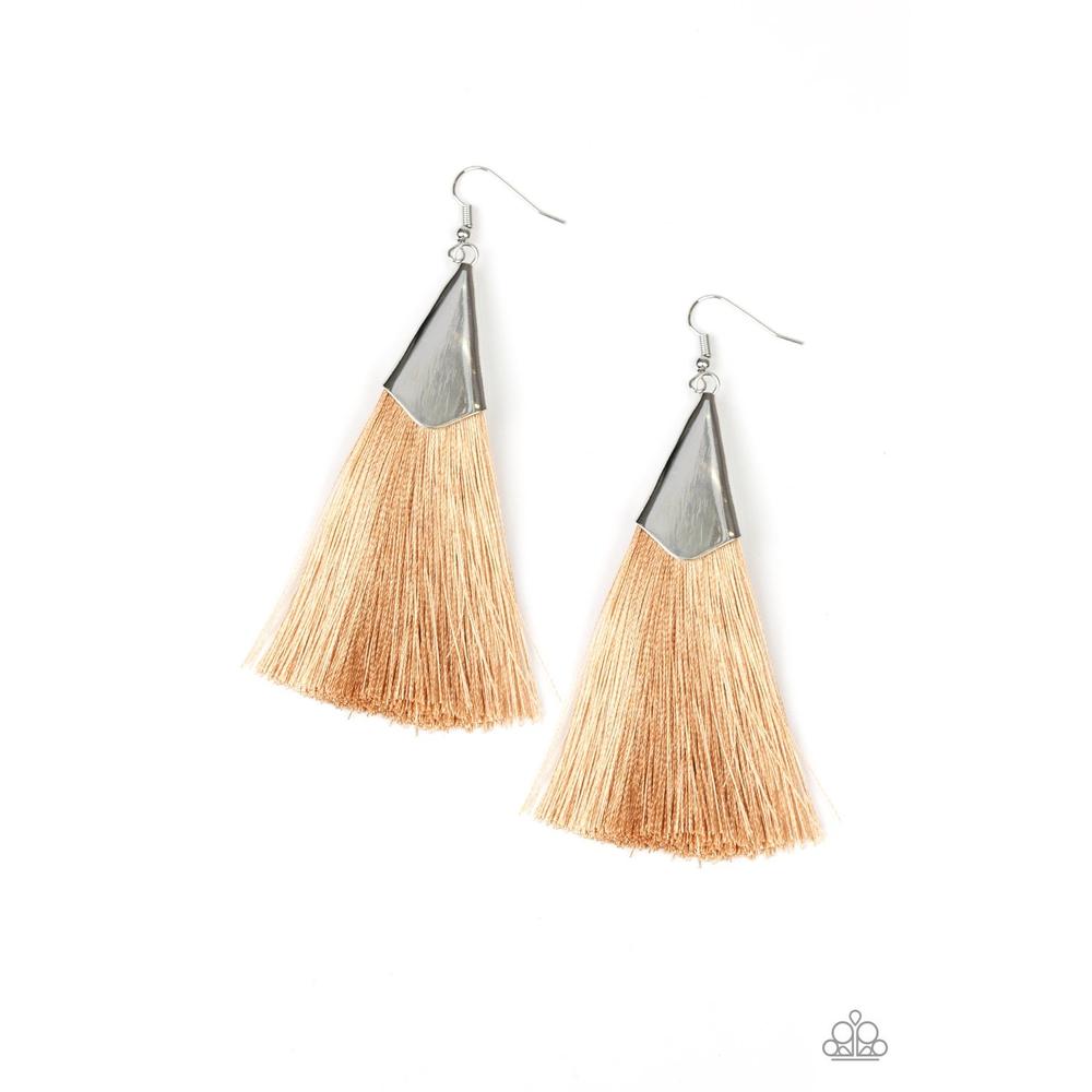 In Full Plume Brown Earrings - Paparazzi - Dare2bdazzlin N Jewelry