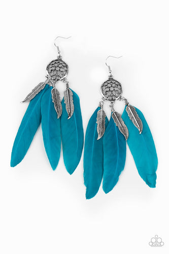 In Your Wildest DREAM-CATCHERS - Blue Earring - Paparazzi - Dare2bdazzlin N Jewelry