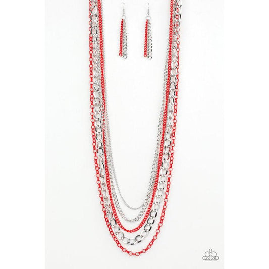 Industrial Vibrance - Red Necklace - Paparazzi - Dare2bdazzlin N Jewelry