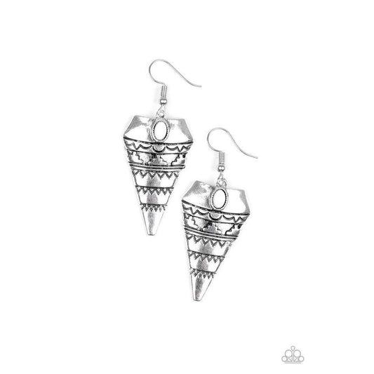 Jurassic Journey Silver Earrings - Paparazzi - Dare2bdazzlin N Jewelry