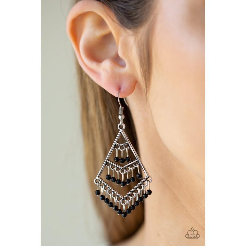 Kite Race - Black Earrings - Paparazzi - Dare2bdazzlin N Jewelry