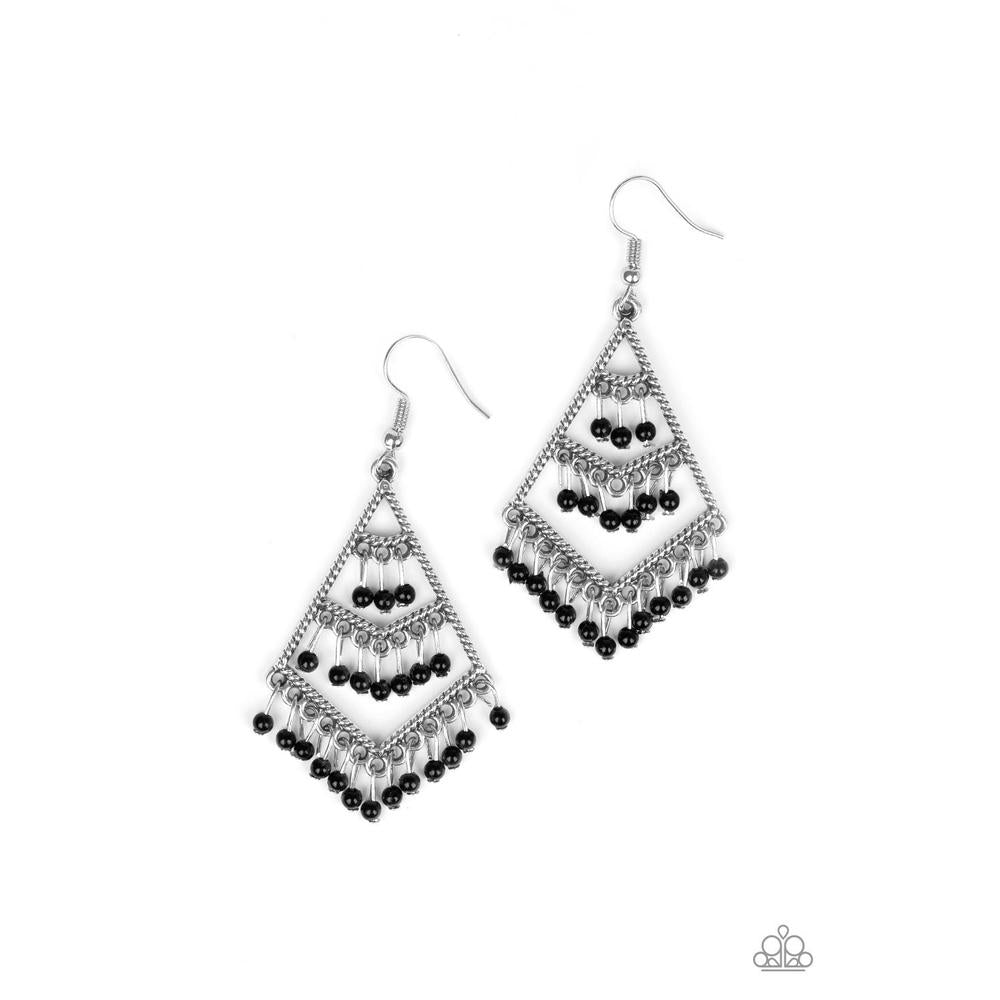 Kite Race - Black Earrings - Paparazzi - Dare2bdazzlin N Jewelry