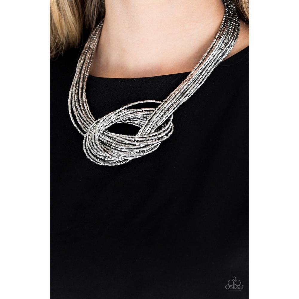 Knotted Knockout - Silver Necklace - Paparazzi - Dare2bdazzlin N Jewelry