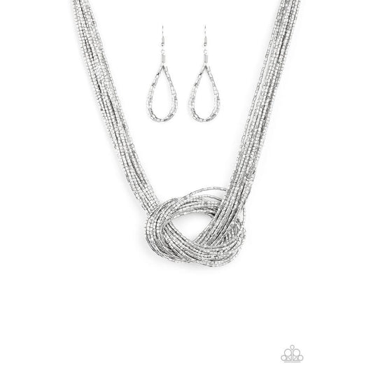 Knotted Knockout - Silver Necklace - Paparazzi - Dare2bdazzlin N Jewelry