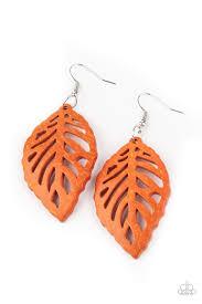 LEAF-Em Hanging Orange Earring - Paparazzi - Dare2bdazzlin N Jewelry