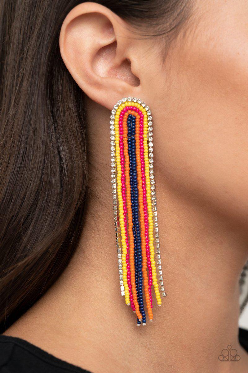 Let There BEAD Light Multi Post Earring - Paparazzi - Dare2bdazzlin N Jewelry