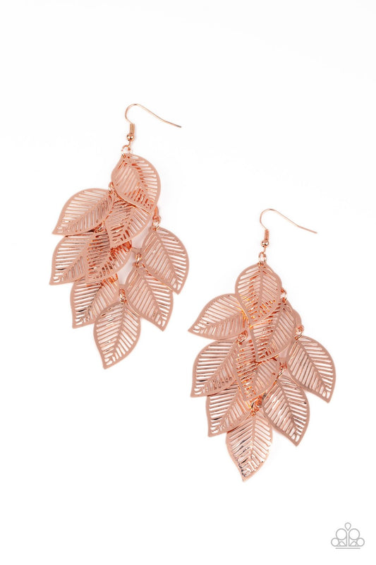 Limitlessly Leafy - Copper Earring - Paparazzi - Dare2bdazzlin N Jewelry
