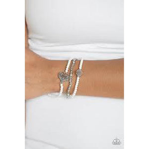 Lover's Loot White Bracelet - Paparazzi - Dare2bdazzlin N Jewelry