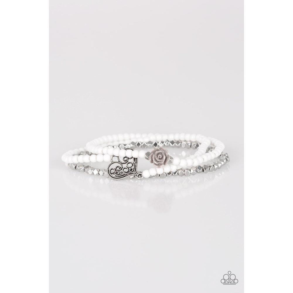 Lover's Loot White Bracelet - Paparazzi - Dare2bdazzlin N Jewelry