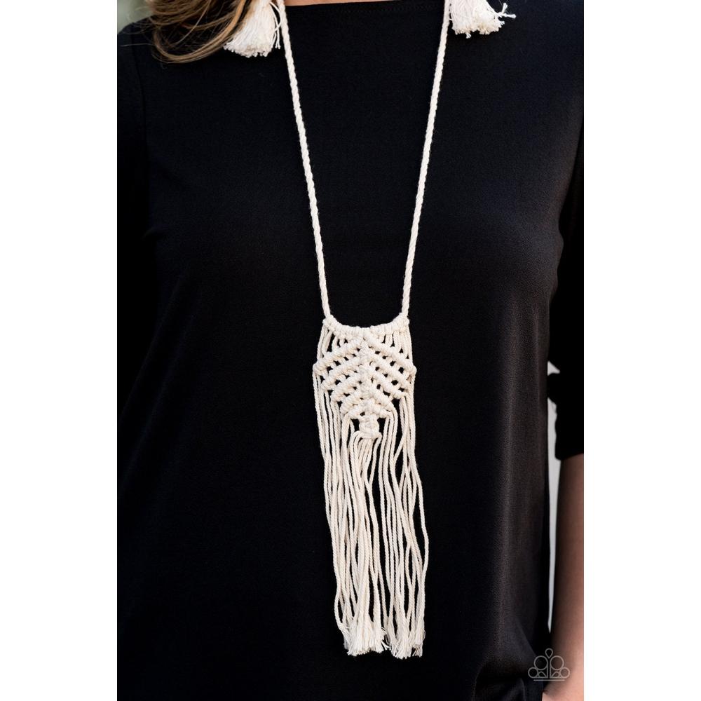 Macrame Mantra - White Necklace - Paparazzi - Dare2bdazzlin N Jewelry