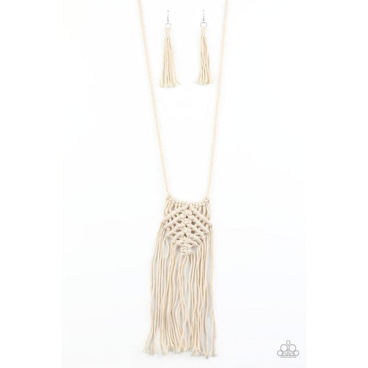 Macrame Mantra - White Necklace - Paparazzi - Dare2bdazzlin N Jewelry