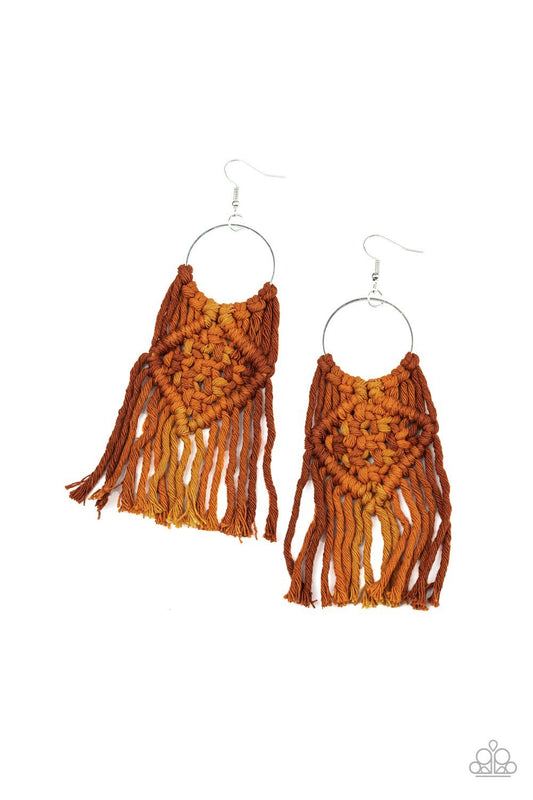 Macrame Rainbow Brown Earrings - Paparazzi - Dare2bdazzlin N Jewelry