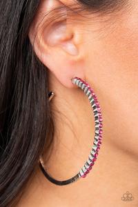 Making Rounds Pink Hoop Earring - Paparazzi - Dare2bdazzlin N Jewelry