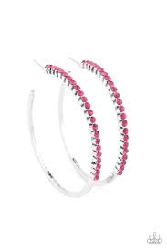 Making Rounds Pink Hoop Earring - Paparazzi - Dare2bdazzlin N Jewelry