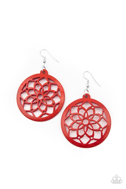 Mandala Meadow - Red Earring - Paparazzi - Dare2bdazzlin N Jewelry