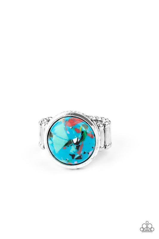 Marble Mosaic Blue Ring - Paparazzi - Dare2bdazzlin N Jewelry