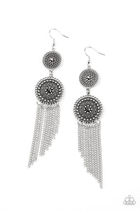 Medallion Mecca - Silver Earring - Paparazzi - Dare2bdazzlin N Jewelry