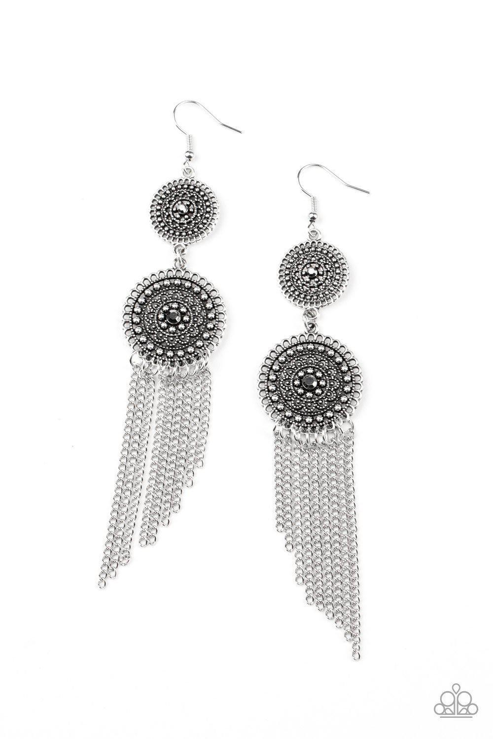 Medallion Mecca - Silver Earring - Paparazzi - Dare2bdazzlin N Jewelry