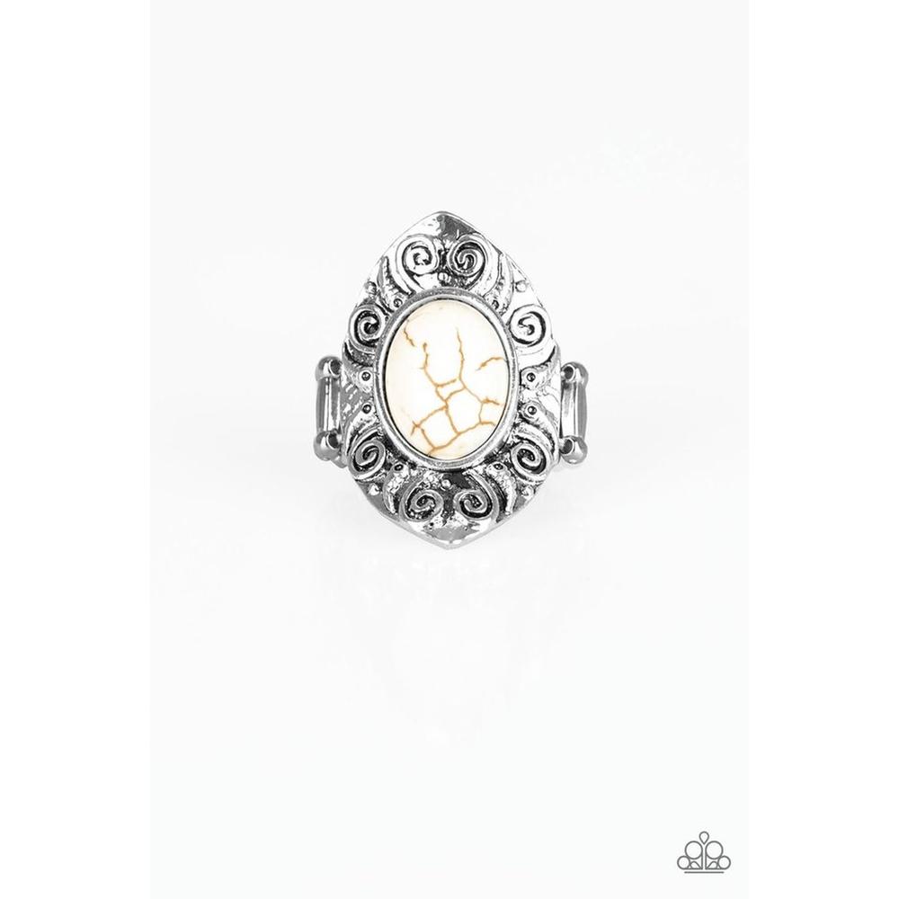 Mega Mother Nature White Ring - Paparazzi - Dare2bdazzlin N Jewelry